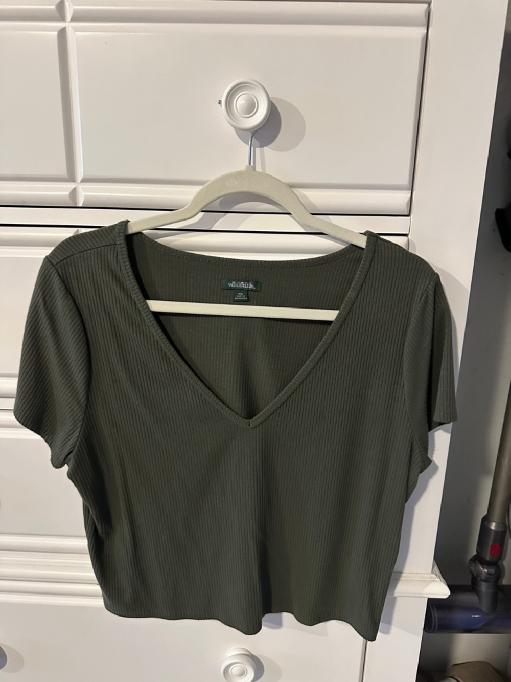 Wild fable Olive Green Ribbed V-Neck crop top